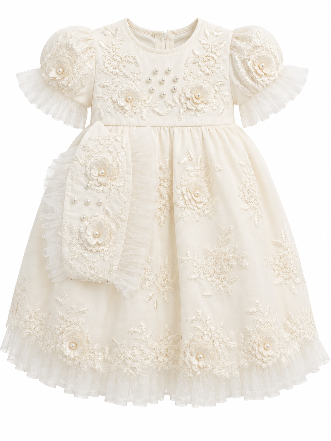 Vestido de Niña Blanco Floral Largo