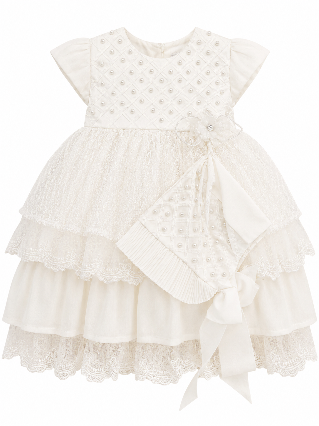 Vestido de Niña Blanco Perlas