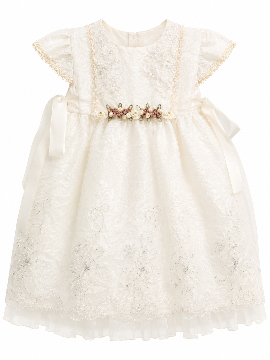 Vestido de Niña con Aplicaciones Florales