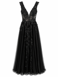 Vestido de Noche Negro con encaje