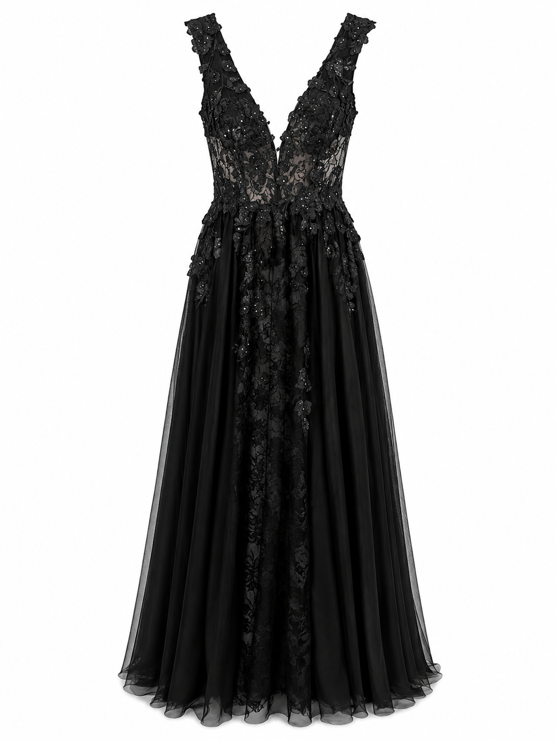 Vestido de Noche Negro con encaje