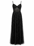 Vestido de Noche Negro con Varilla