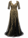 Vestido de Noche Negro con Dorado
