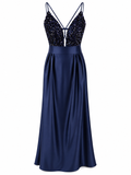 Vestido de Noche Azul Marino Lentejuela