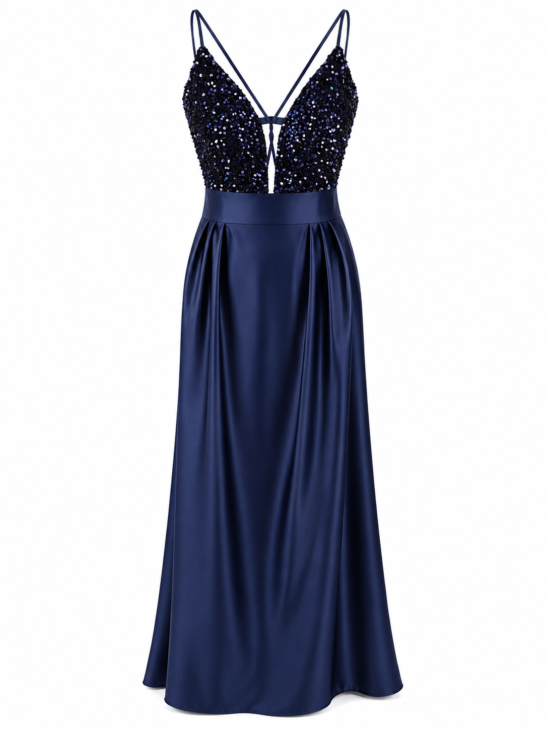 Vestido de Noche Azul Marino Lentejuela