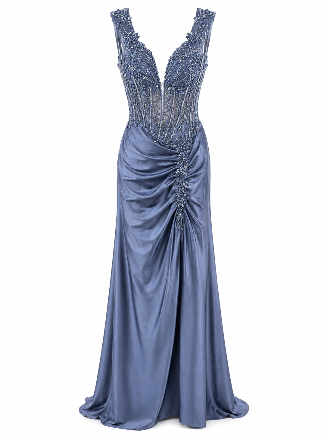 Vestido de Noche Azul Plumbago