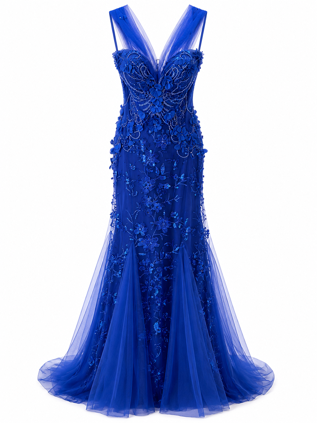 Vestido de Noche Azul Rey