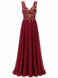 Vestido de Noche Tinto Dorado