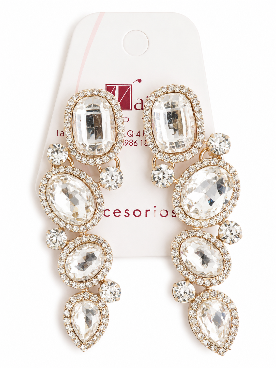 Aretes elegantes con cristal y brillo