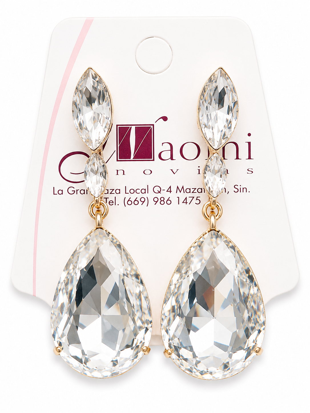 Aretes de gota con cristales