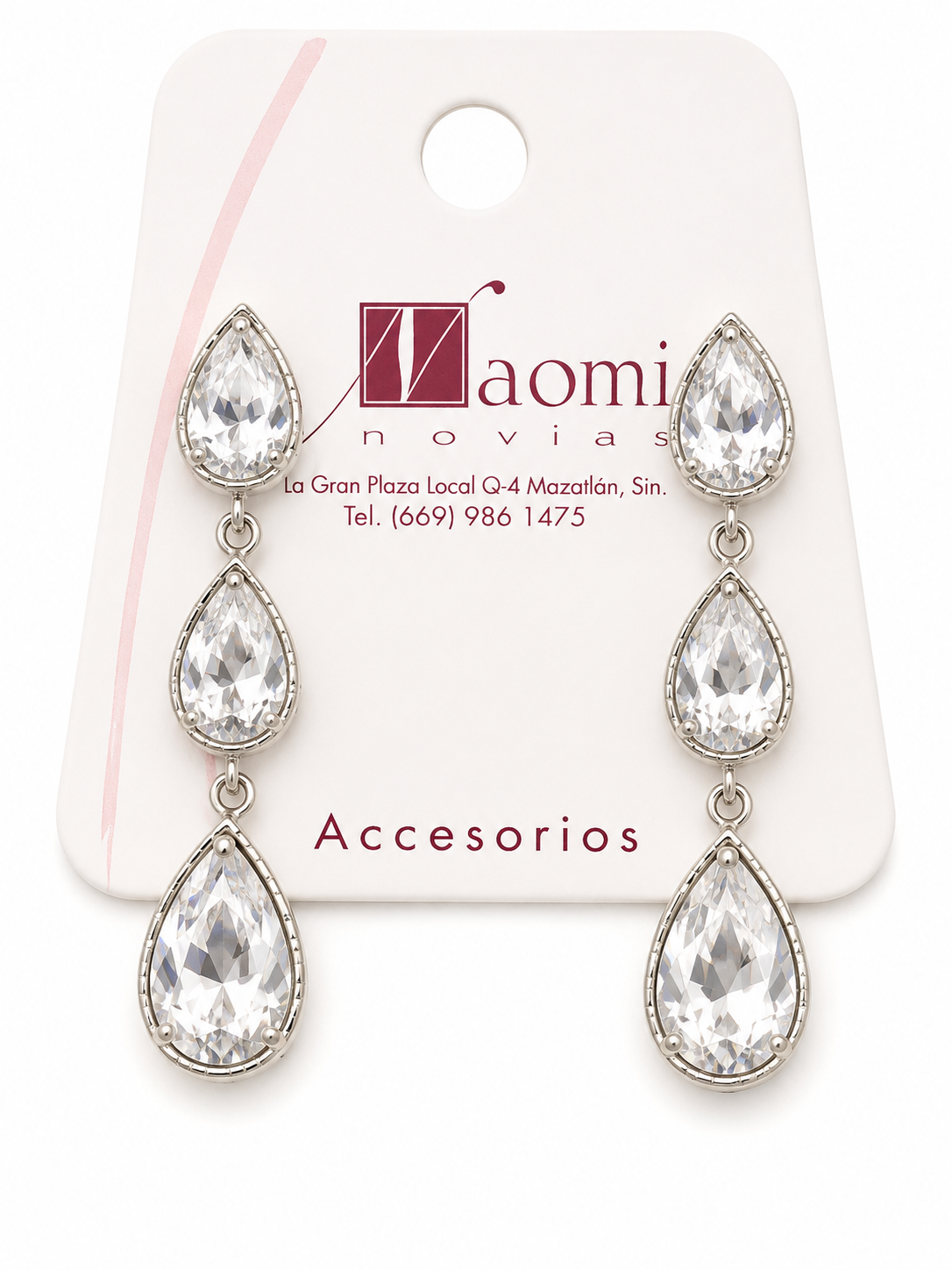 Aretes largos con cristales brillantes