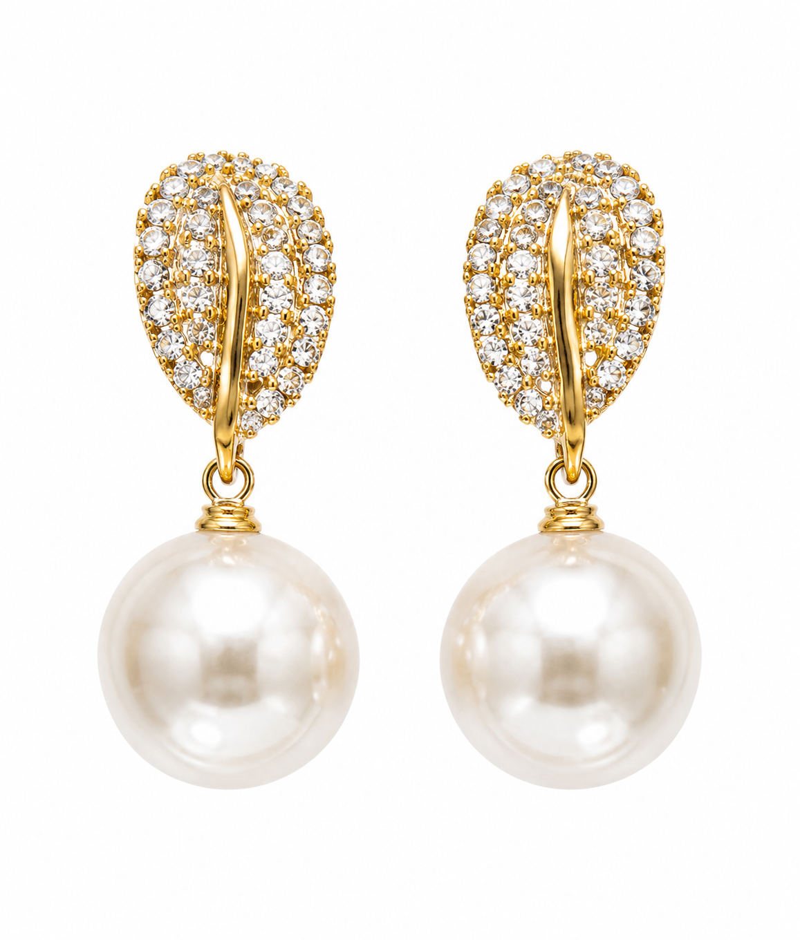 Pendientes de gota con perlas y brillo