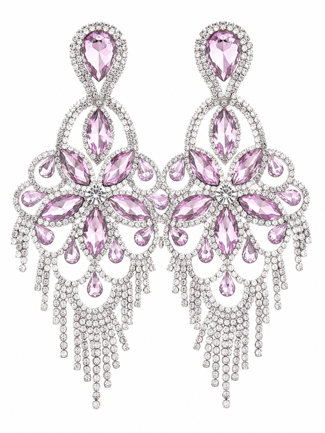Pendientes largos con brillo lila