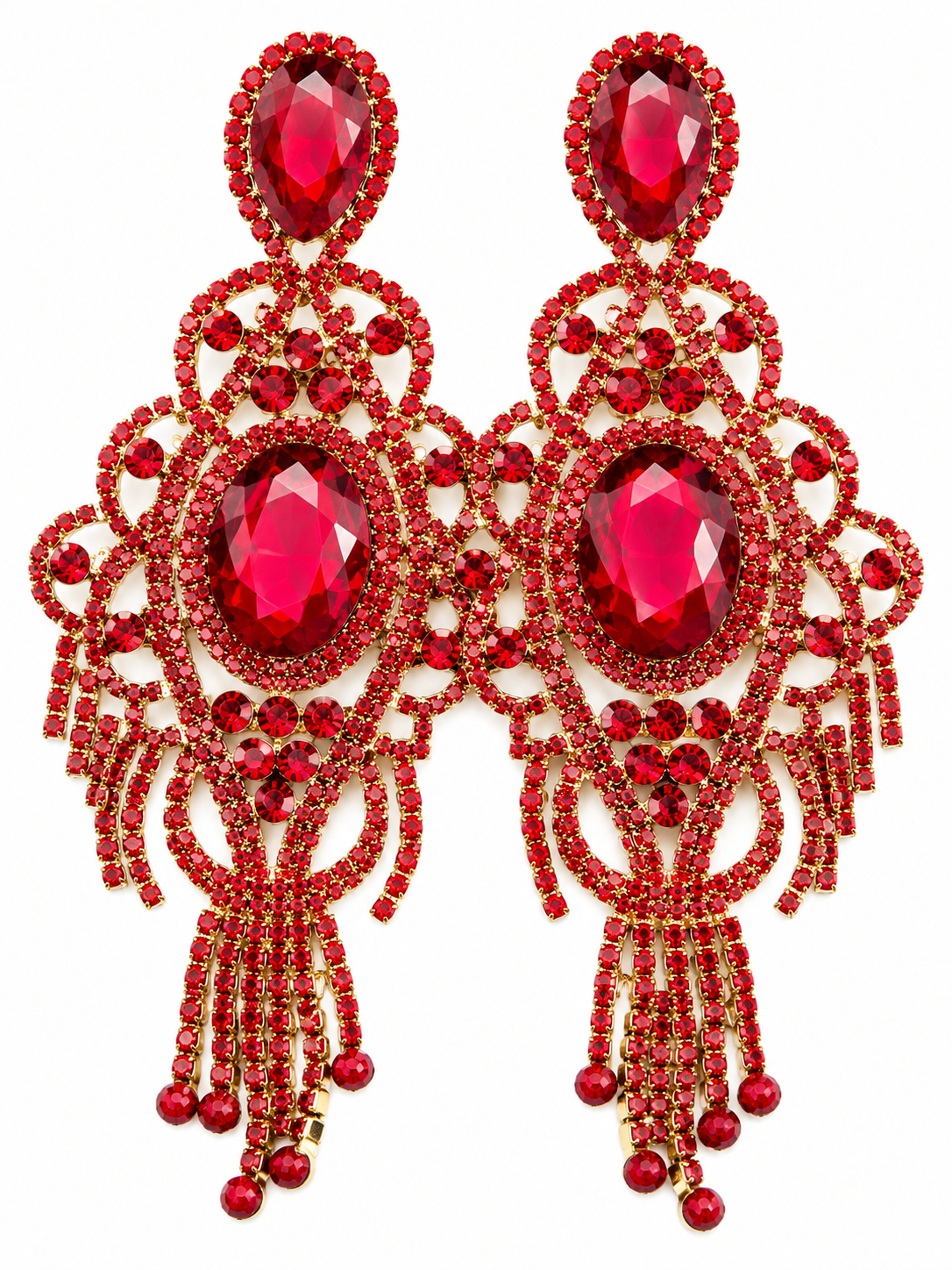 Pendientes con cristales rojos
