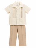 Traje Guayabera Líneas Beige