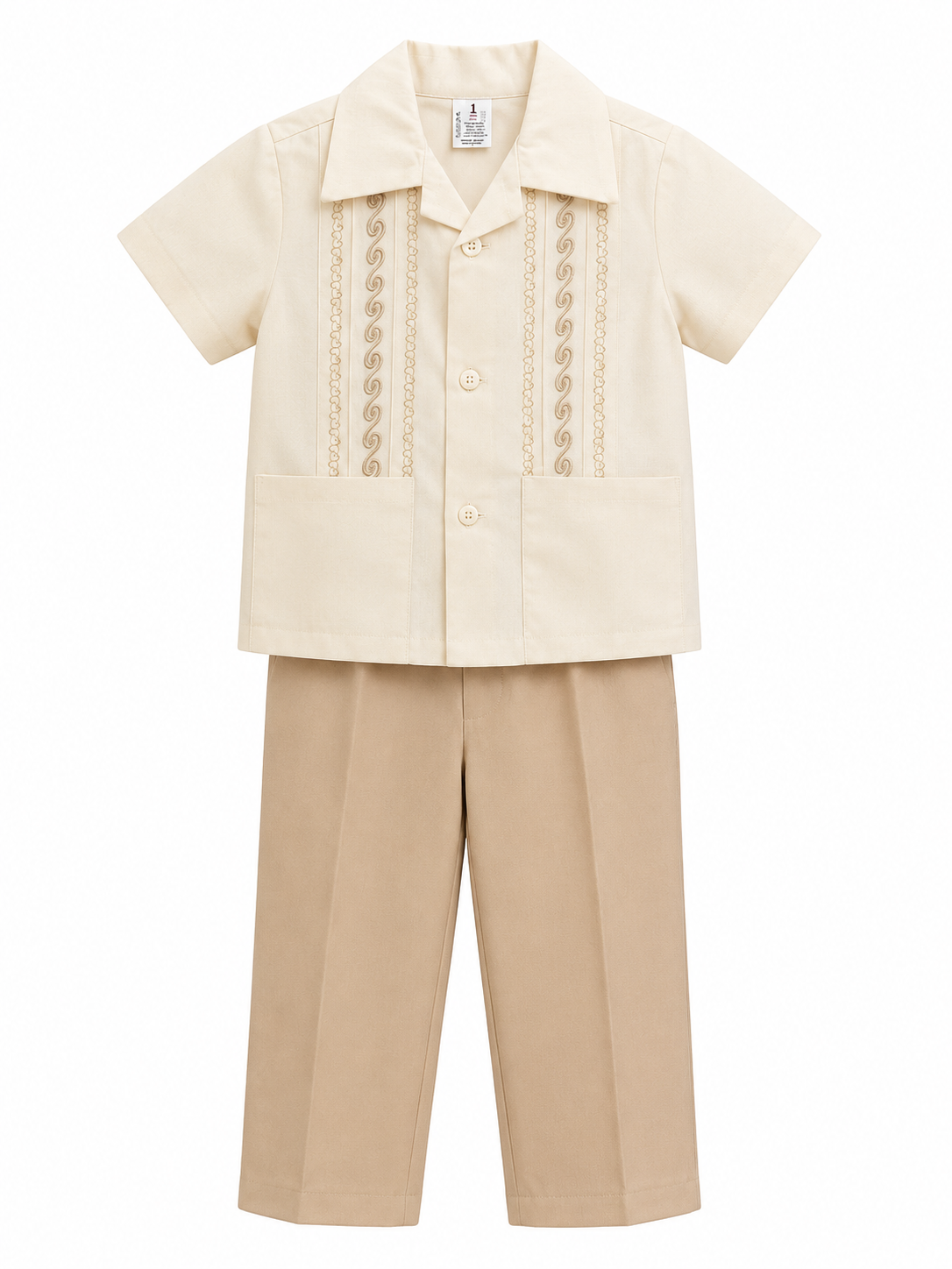 Traje Guayabera Líneas Beige