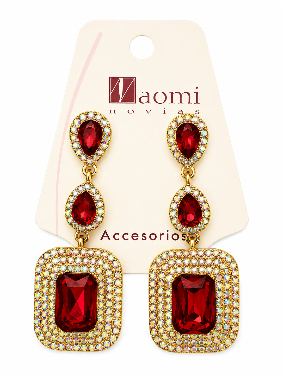 Pendientes de pedrería roja