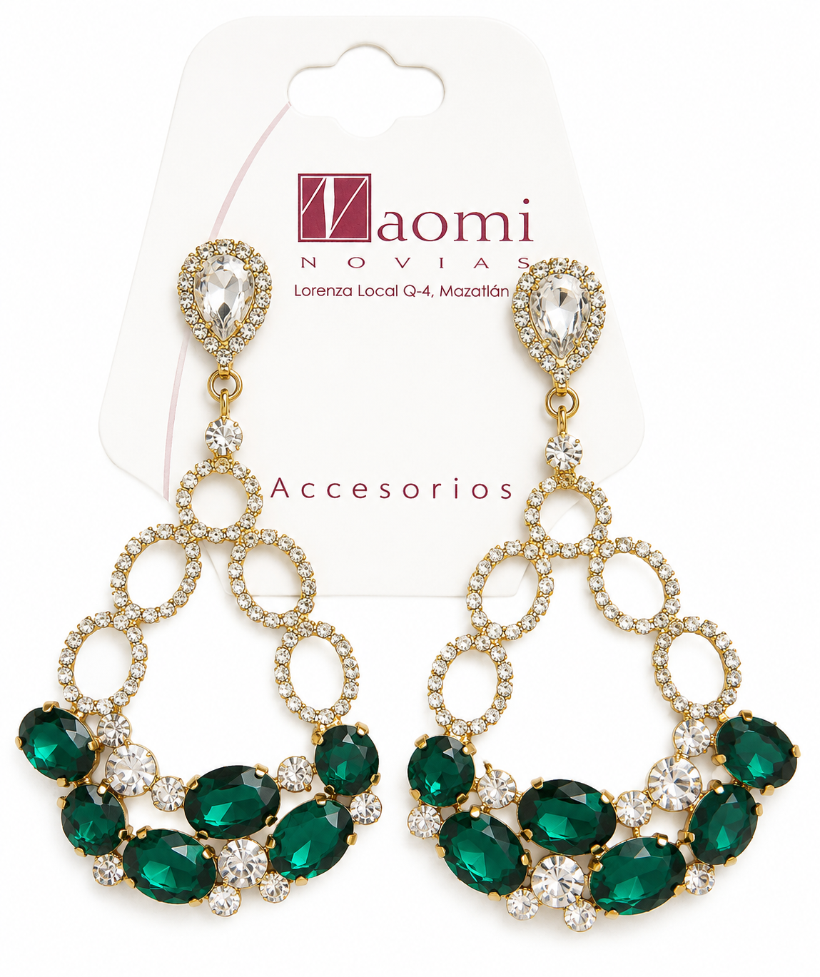 Pendientes largos con tonos verdes