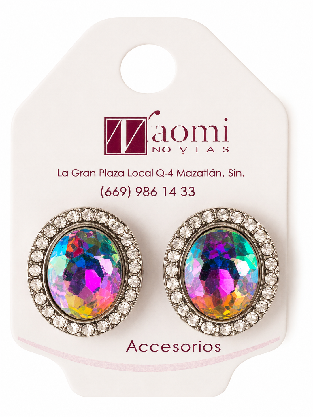 Pendientes de cristal redondo tornasol