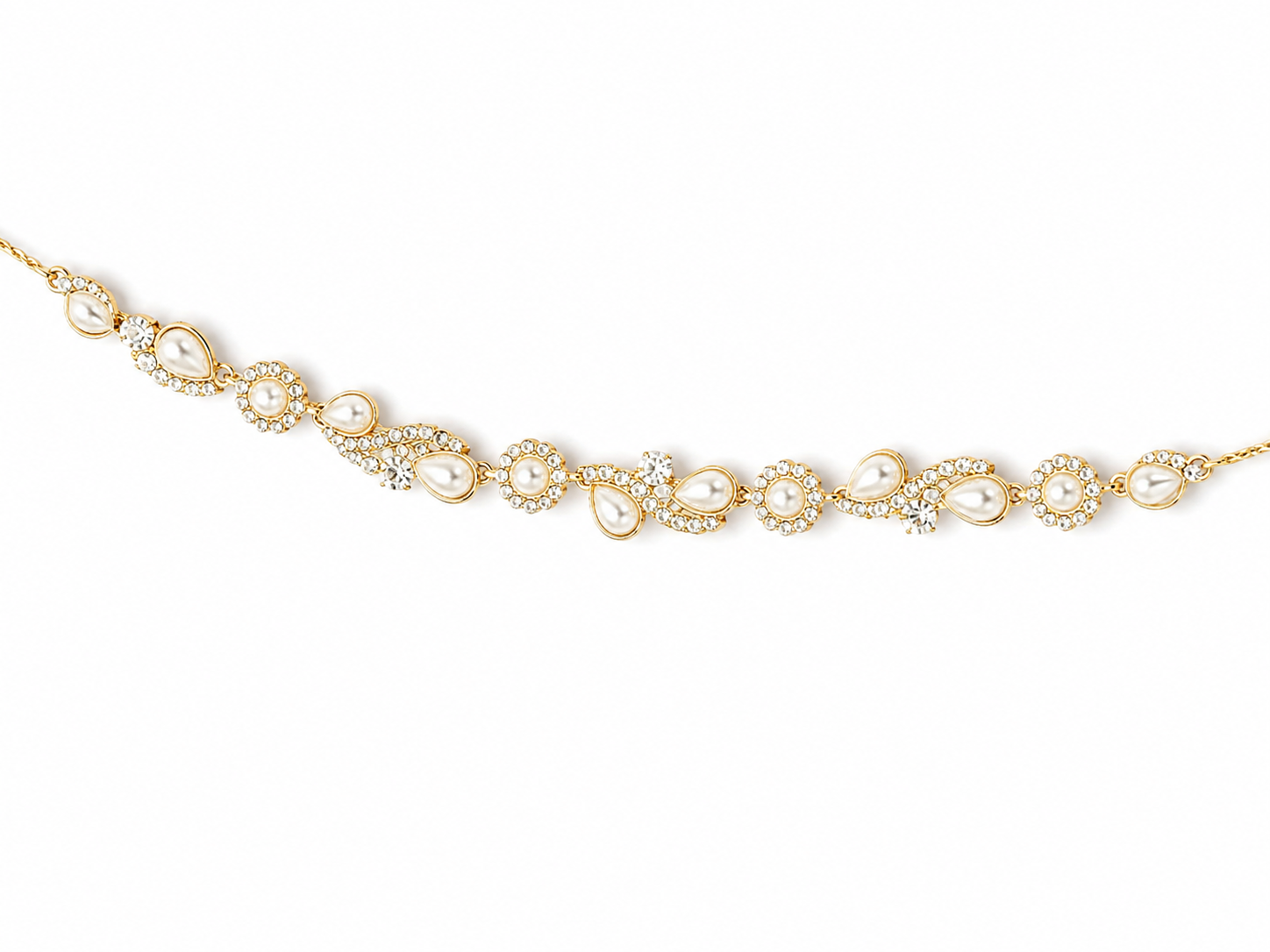 Tocado de perlas con tonos dorados