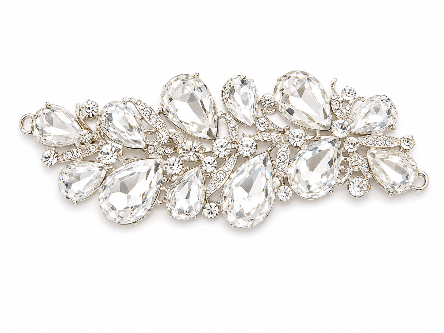 Broche de cristal brillante y floral