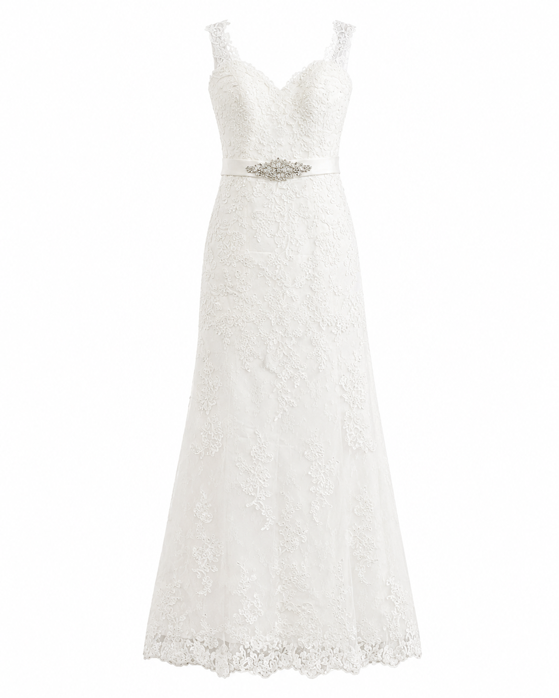 Vestido de Novia con Cinto Brillantes