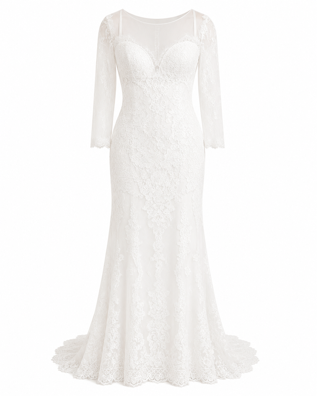 Vestido de Boda de Encaje Elegante Largo