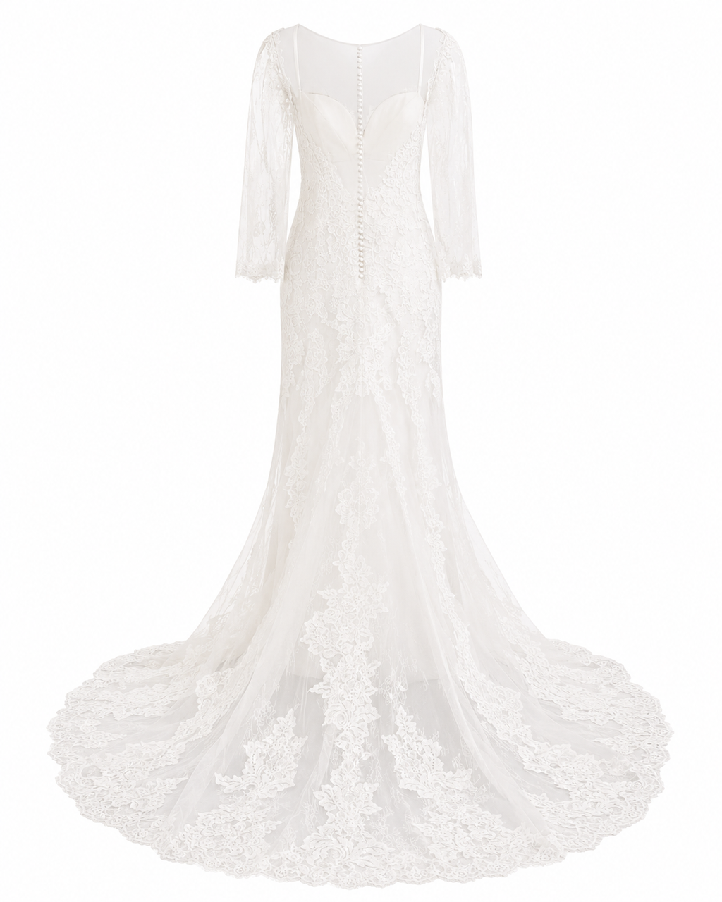 Vestido de Boda de Encaje Elegante Largo