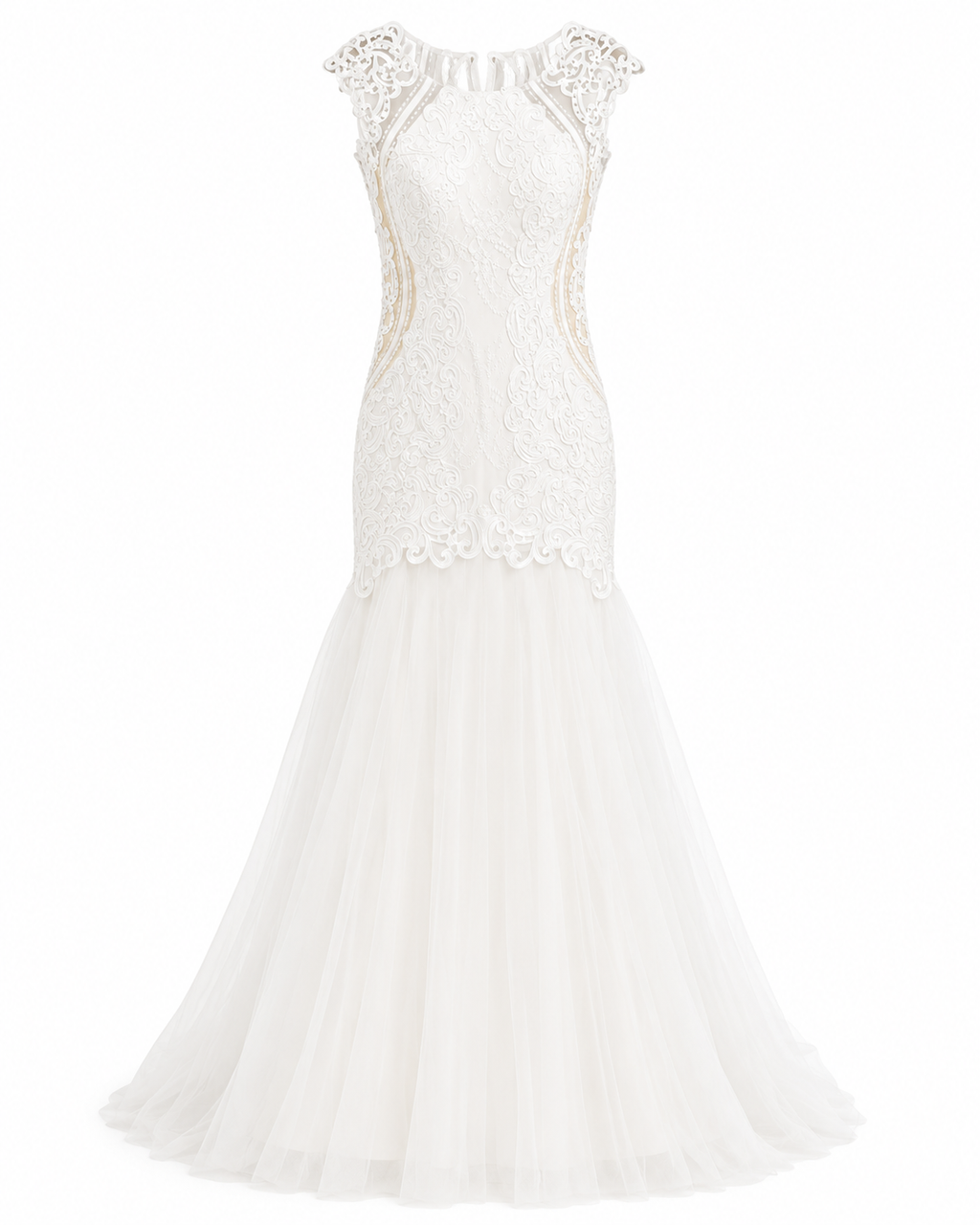 Vestido de Novia Blanco con Detalle Dorado