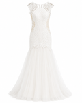Vestido de Novia Blanco con Detalle Dorado