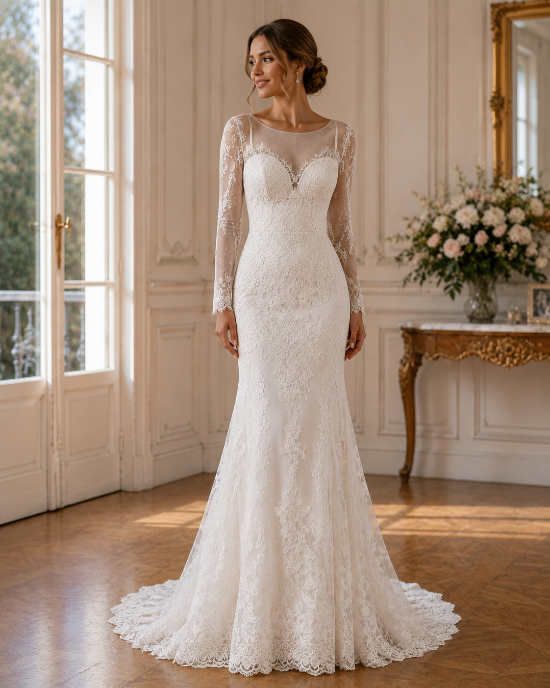 Vestido de Boda de Encaje Elegante Largo