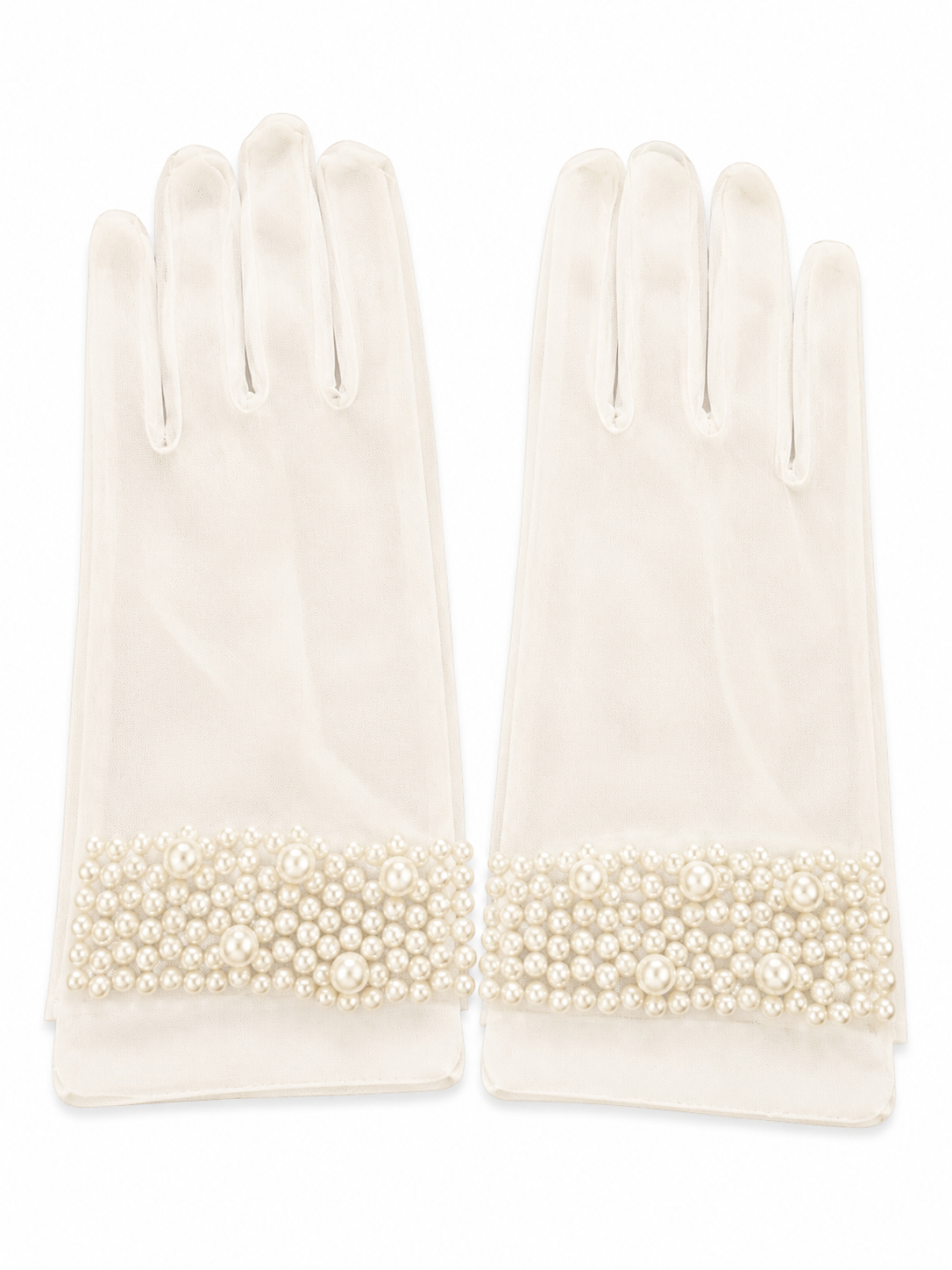 Guantes elegantes con perlas