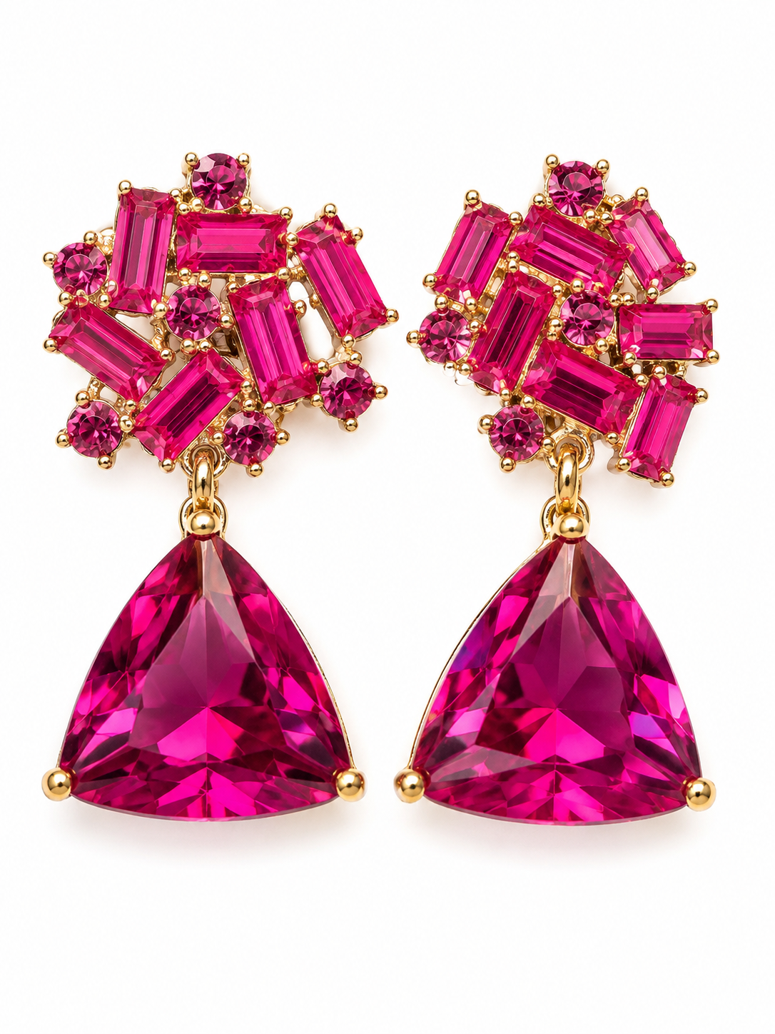 Pendientes de lujo en tonos fucsias