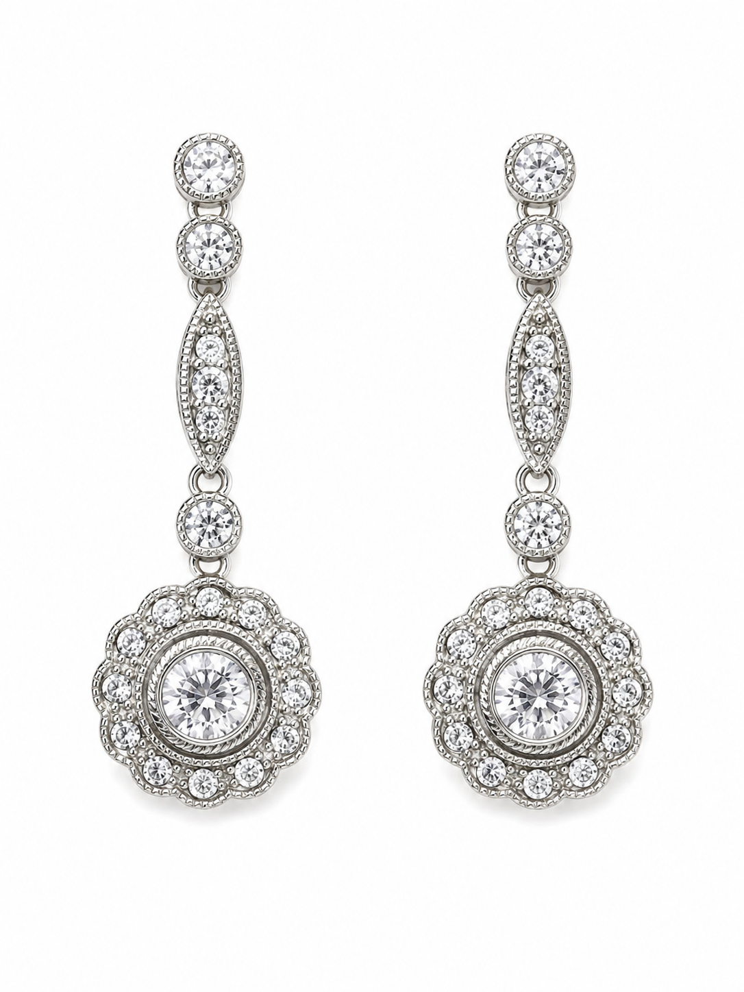 Pendientes de gota tono plata vintage