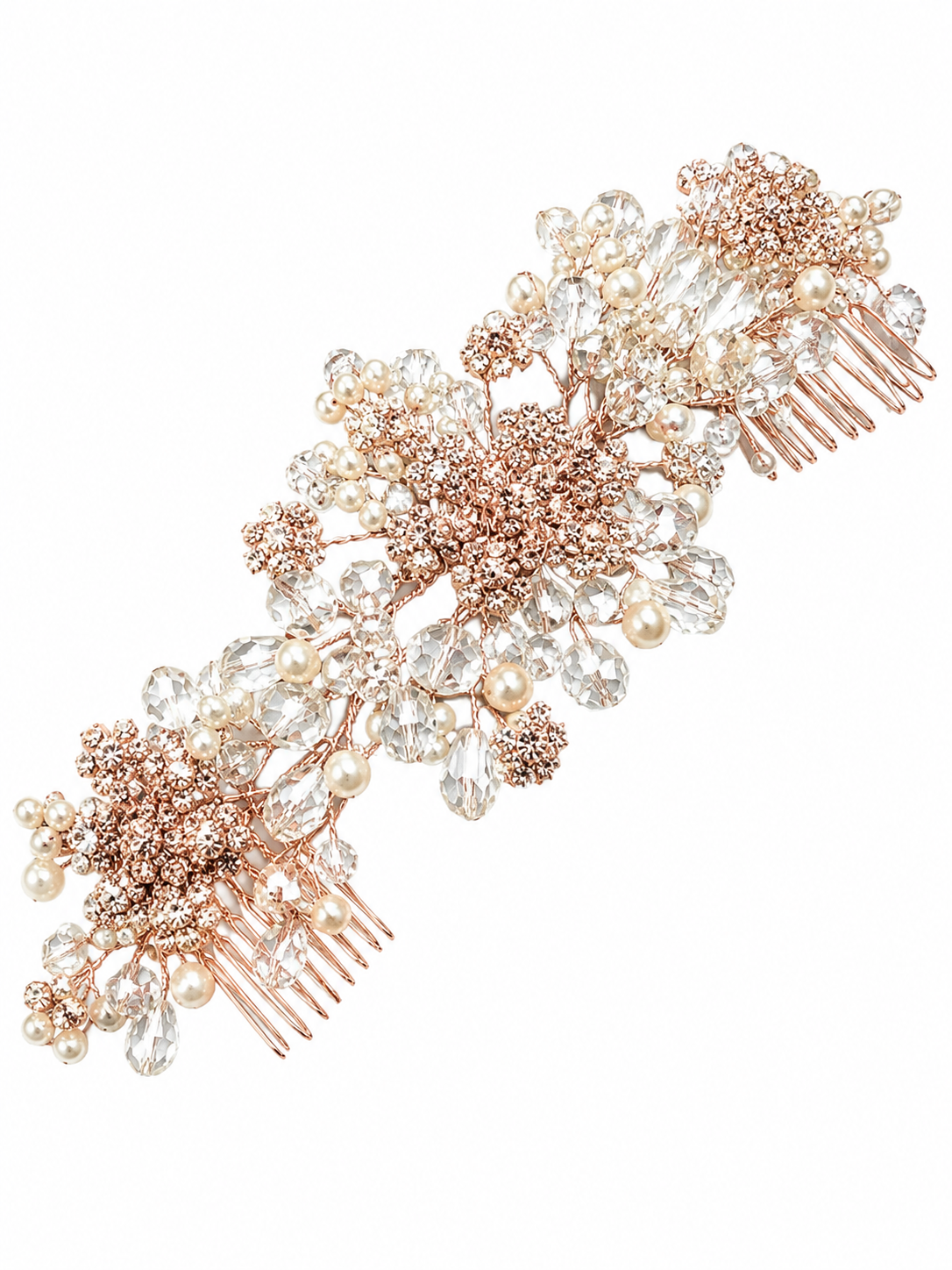 Peineta floral en oro rosa