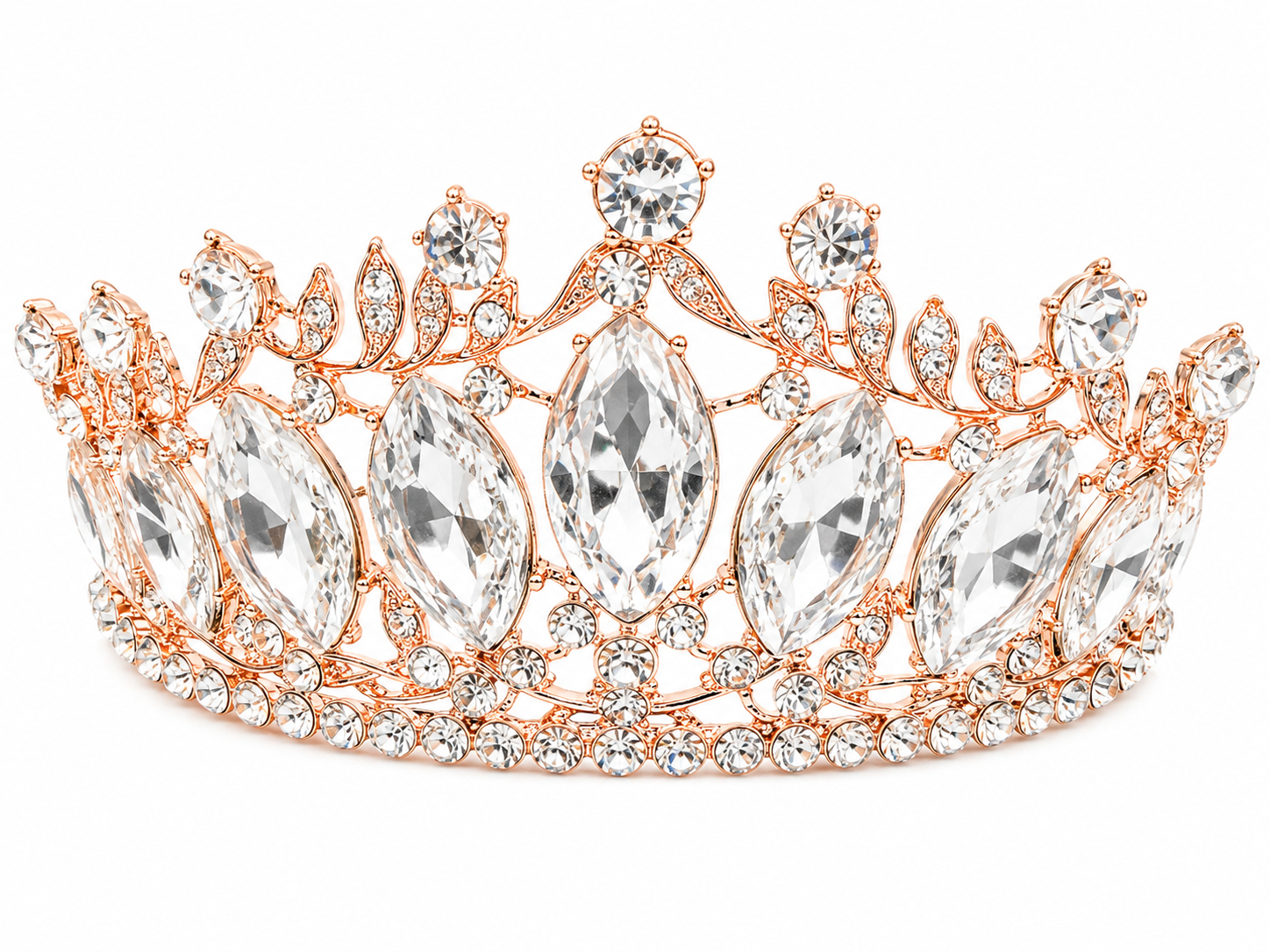 Tiara rosa oro con cristales brillantes