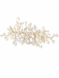 Accesorio de cabello de cristal con tonos oro