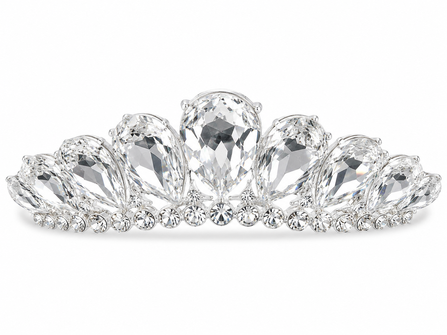 Corona con piedra grande color plata