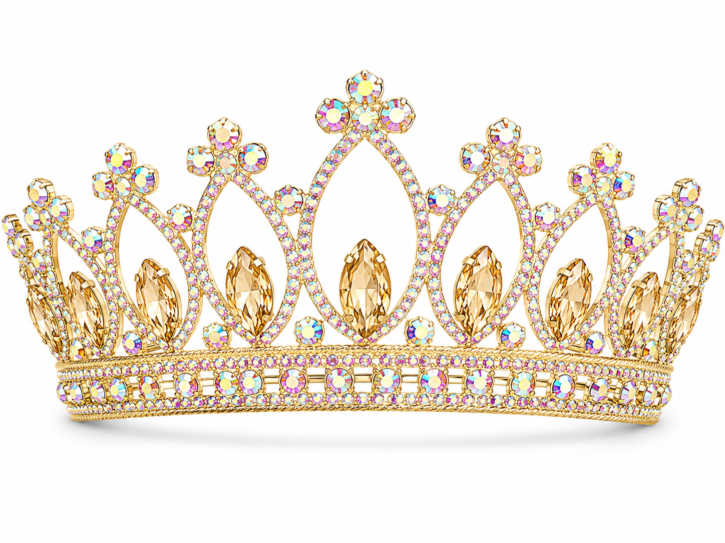 Tiara dorada con cristales brillantes