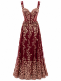 Vestido de Noche Tinto Rosa Golden