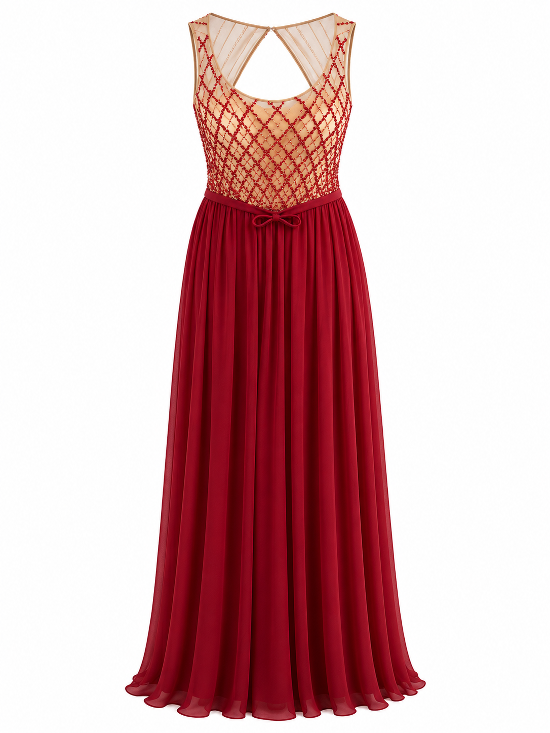 Vestido de Noche Tinto Shiffon
