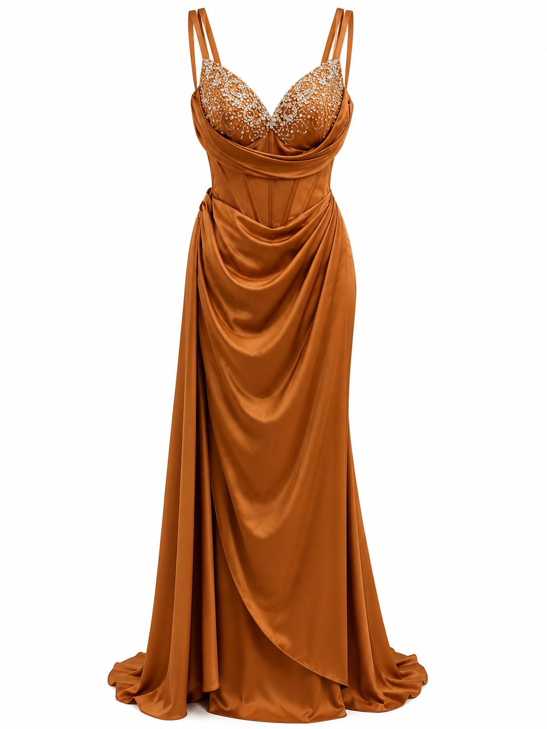 Vestido de Noche Cobrizo Largo
