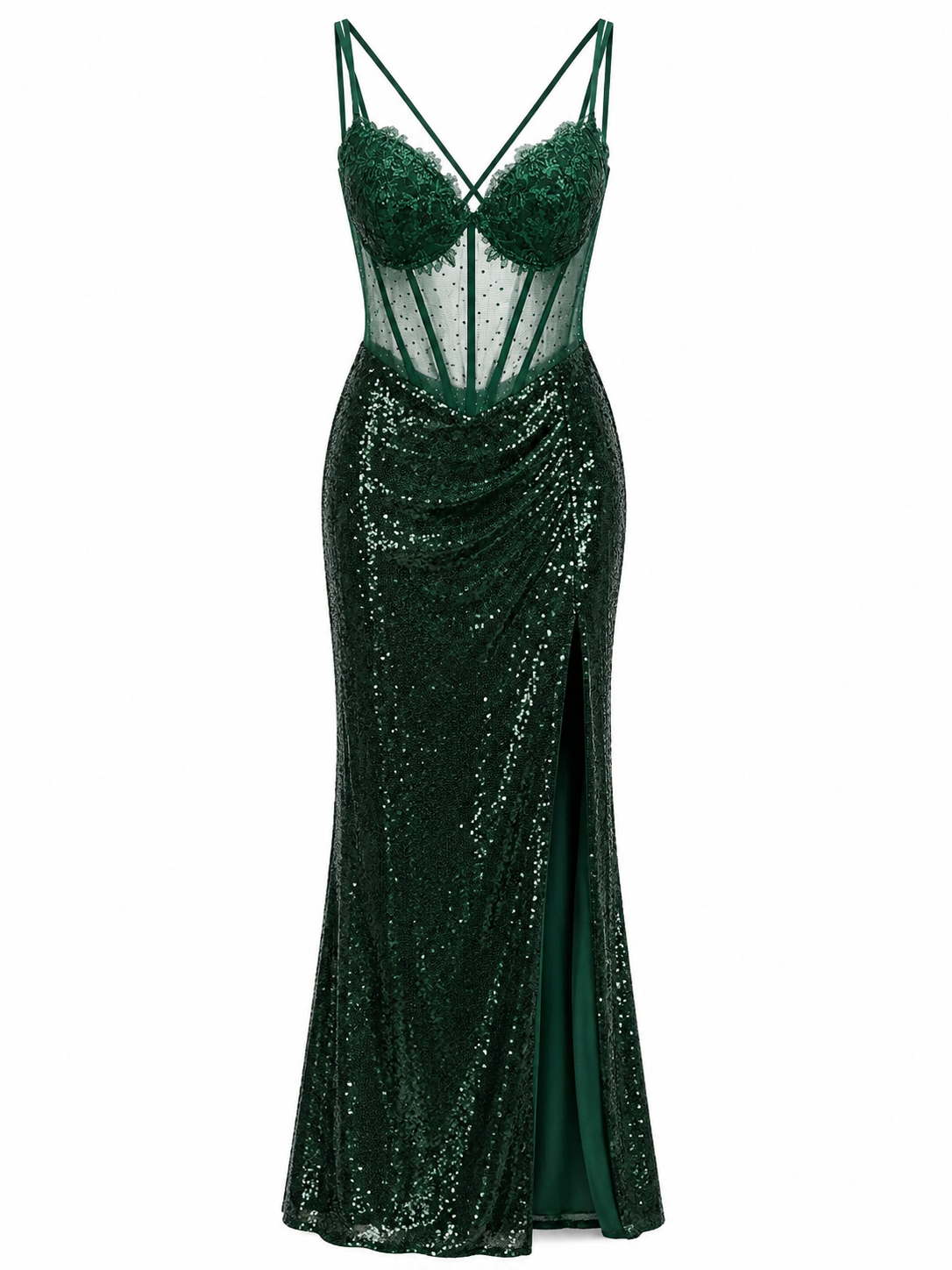 Vestido de Noche Verde de Lentejuela