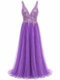 Vestido de Noche Lavanda Plisado