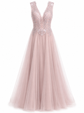 Vestido de Noche Rosa Lavanda Largo