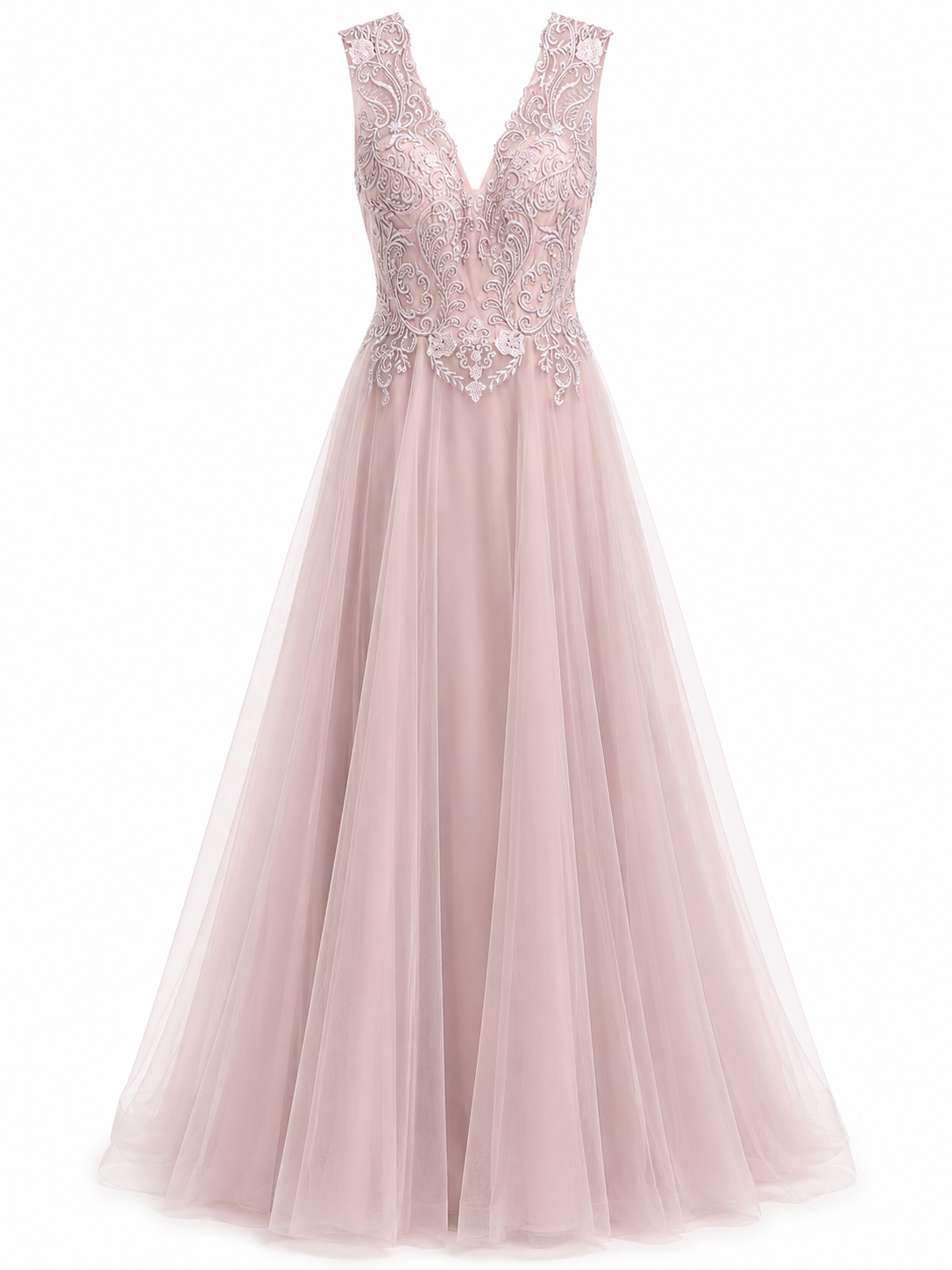 Vestido de Noche Rosa Lavanda Largo