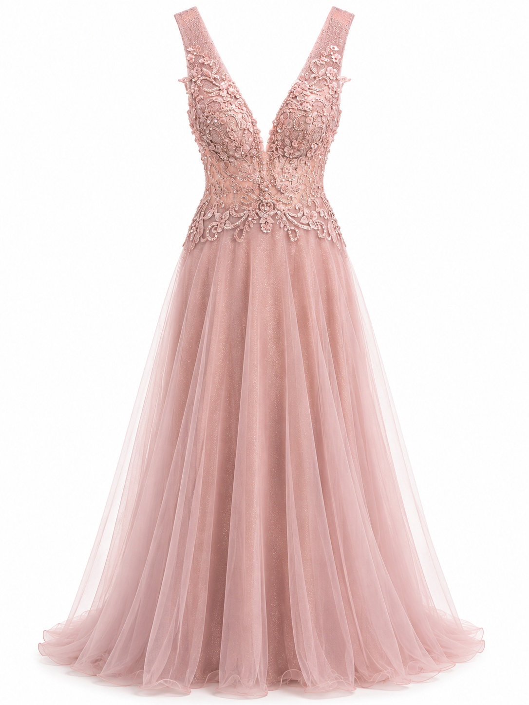 Vestido Rosa Palo Largo con Flores