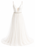 Vestido de Boda Civil Blanco Cintura Plata