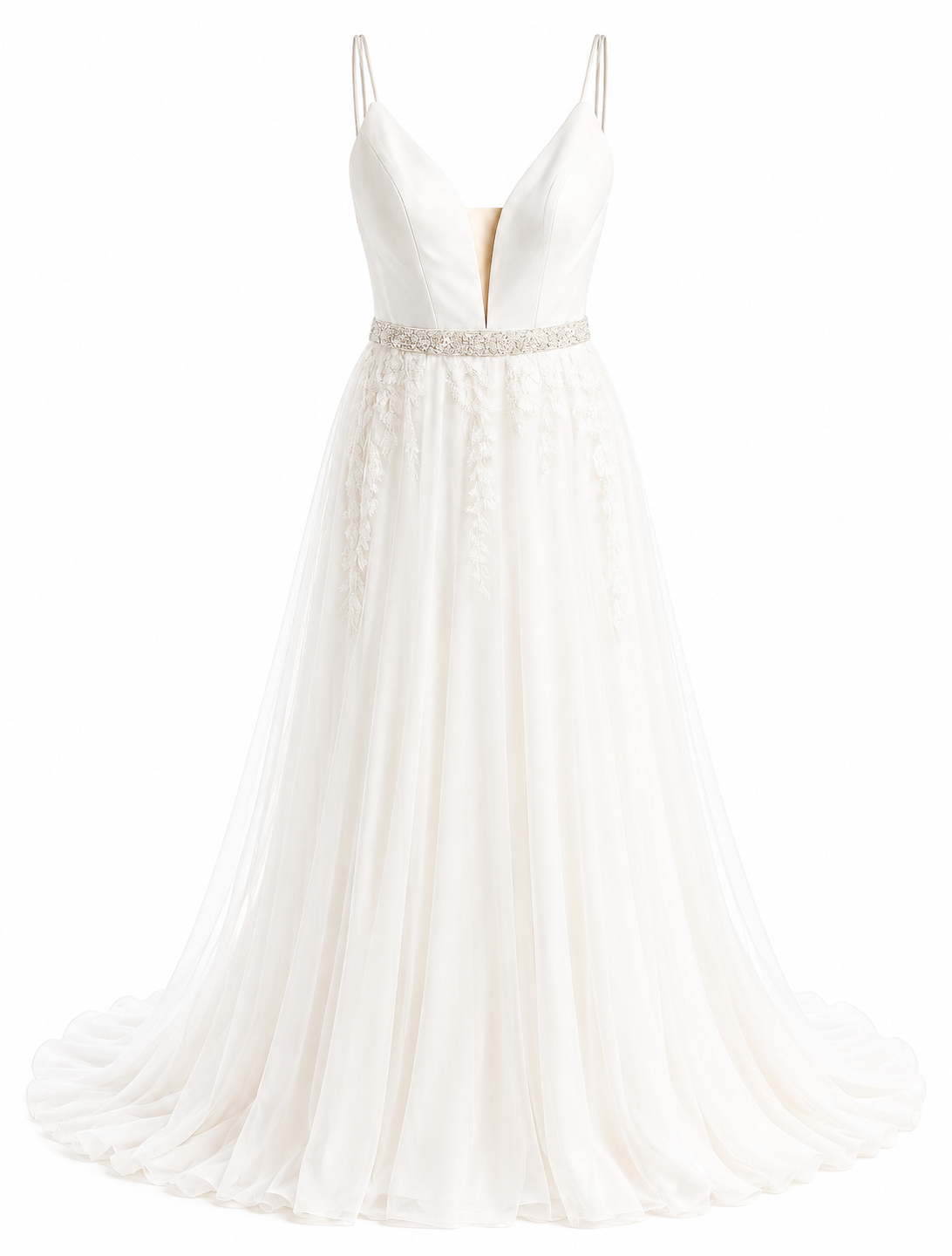 Vestido de Boda Civil Blanco Cintura Plata