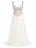 Vestido de Boda Civil Para Novia Blanco Plata Brillos